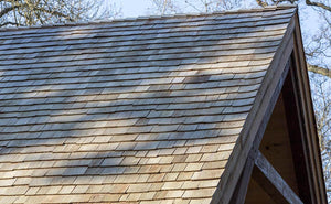 close up of shingles installed on a roof